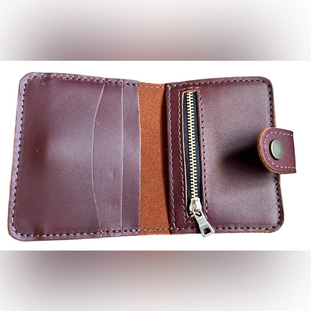 NWOT Portland Leather Cognac Mini Bifold Wallet